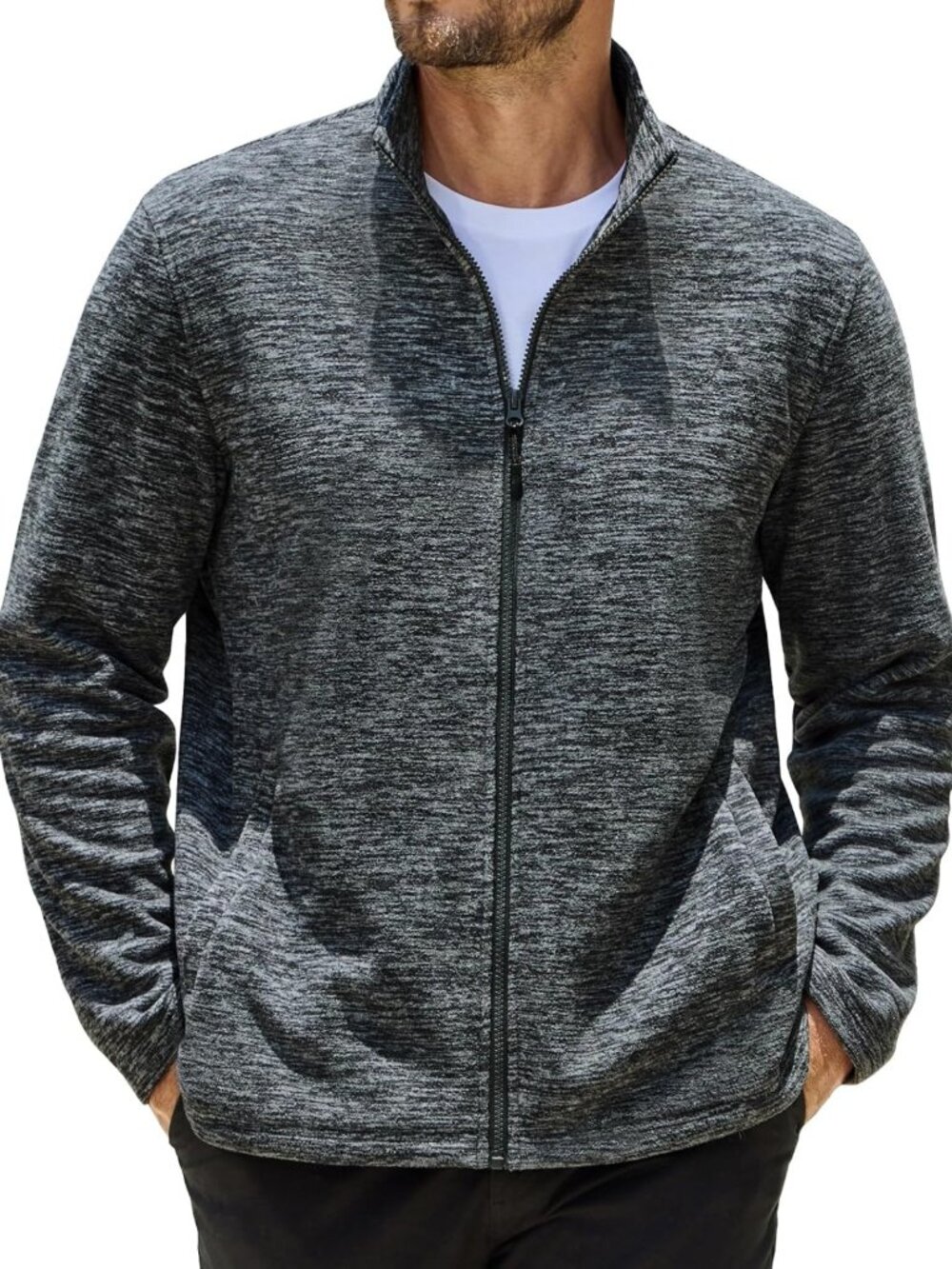 Lightweight Full Zip Fleece Jacket for Men | Casual Sweater Coat, Warm & Stylish